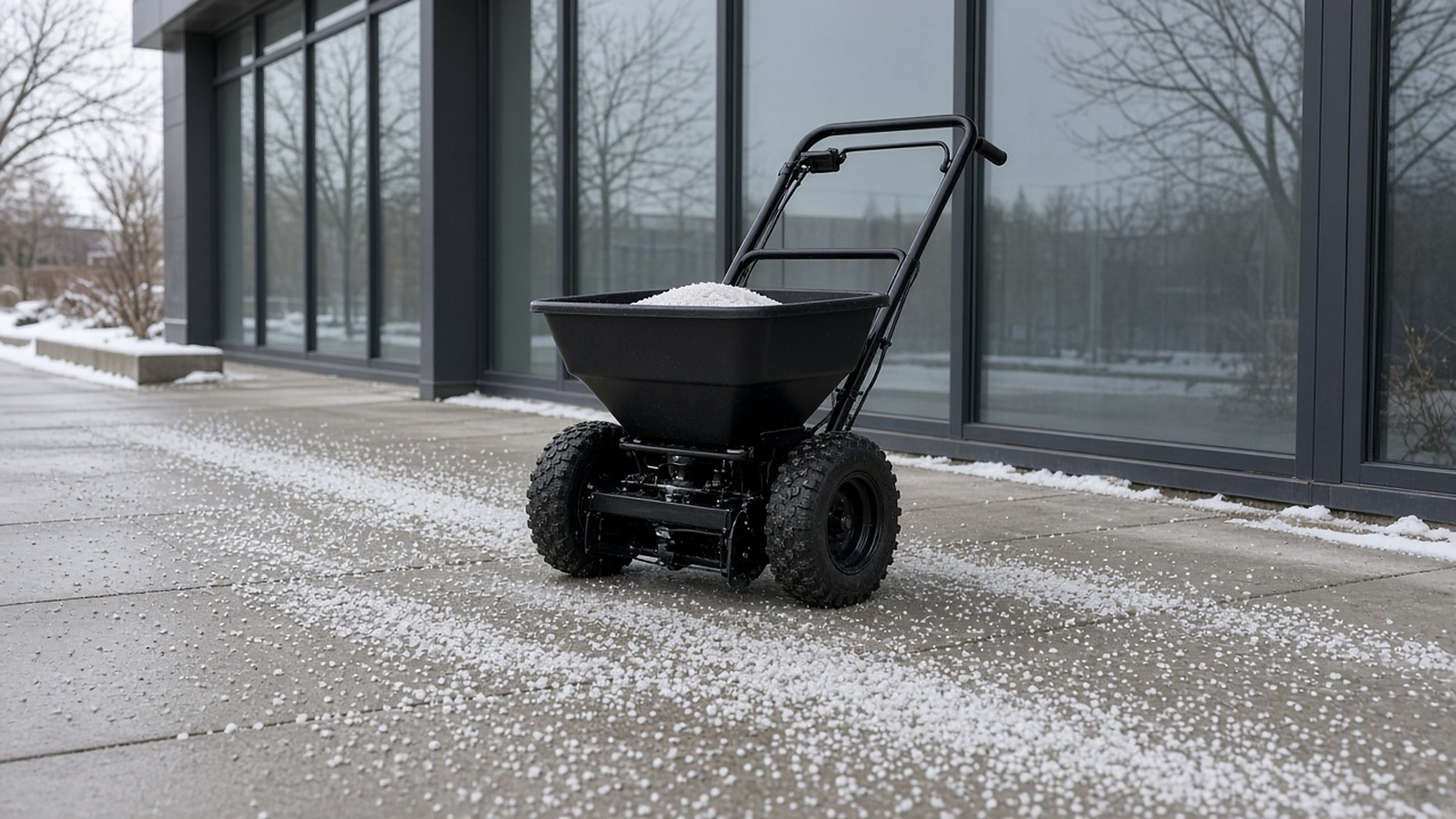 Salting a storefront walkway